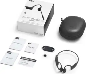 SHOKZ OpenComm2 UC 2025 Upgrade Wireless Bluetooth Bone Conduction Videoconferencing Headset with USB-C Charging Port and USB-C adapter | 16 Hr Talk Time, 29m Wireless Range, 1 Hr Charge Time | Includ