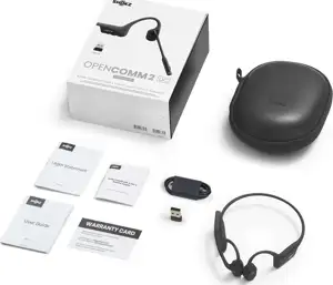 SHOKZ OpenComm2 UC 2025 Upgrade Wireless Bluetooth Bone Conduction Videoconferencing Headset with USB-C Charging Port and USB-A adapter | 16 Hr Talk Time, 29m Wireless Range, 1 Hr Charge Time | Includ