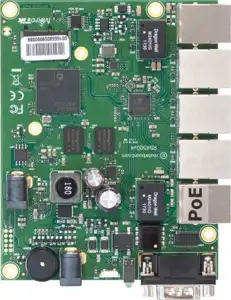 Mikrotik RouterBOARD 450Gx4, 716MHz Atheros CPU, 1 GB RAM, 5×GLAN ports, PoE OUT on port #5, RouterOS L5