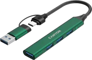 CANYON hub DS-02 4in1 USB-A/C Green