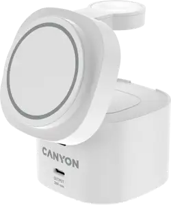 Canyon 4 in 1 Wireless Charging Stand, 30W max, Size: 70x70x70.3mm, weight: 414g, with 65W charger and 1M cable, white