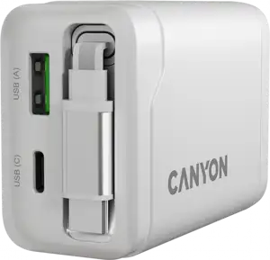 CANYON charger OnCharge 65RC Build-In Cable USB-C 65W 1xPD 1xQC EU White