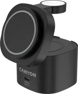 Canyon 4 in 1 Wireless Charging Stand, 30W max, Size: 70x70x70.3mm, weight: 414g, with 65W charger and 1M cable, black