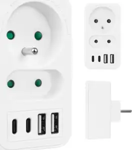 Current socket x2 + 4xUSB Maclean, splitter with 2 sockets, 2xUSB A, 2xUSB C PD 20W, 1x16A + 1x6A, MCE249 F/W