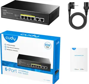 Cudy FS1006P network switch Fast Ethernet (10/100) Power over Ethernet (PoE) Black