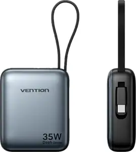 Vention 10000mAh 35W - power bank with USB-C cable (grey)