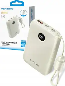 Vention 10000mAh Powerbank 2xUSB-C 1xUSB-A 22.5W, beige