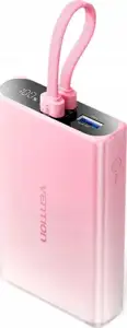 Vention 10000mAh power bank with LED display, USB-C + Lightning + USB-A, 22.5W (pink)
