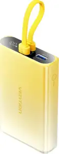 Vention 10000mAh power bank with LED display, USB-C + Lightning + USB-A, 22.5W (yellow)