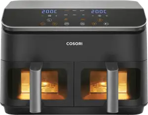 Heißluftfritteuse Dual Basket CAF-R901-AEU (black, 1.750 Watt, 2 Körbe je 4,25 Liter, mit Sichtfenster)