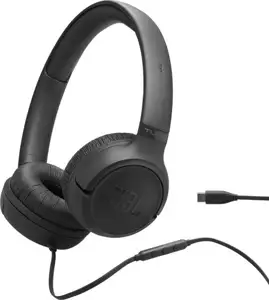 JBL Tune 530C USB-C Wired Headphones, Black
