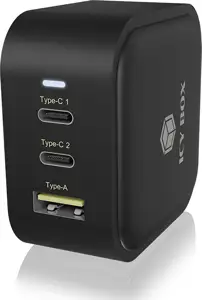IcyBox IB-PS1030-PD 3-port USB-C/A 65W GaN charger