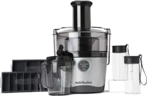 nutribullet NBJ200G – Centrifugalni sokovnik 1000 W s velikim punjačem i bogatim priborom (srebro/siva)
