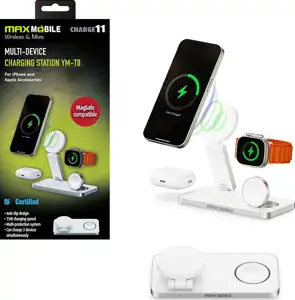 MAXMOBILE BEŽIČNI PUNJAČ YM-T8 PD MagSafe, SET 3U1 bijeli