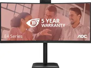 AOC CU34E4CV - 34 Zoll WQHD Curved, (3440x1440, 120 Hz, 2x HDMI 2.0, DP 1.4, DP, USB-C (90 W Power Delivery), RJ45, USB Hub) schwarz