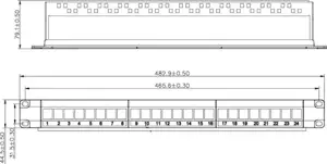 Roline VALUE Keystone 19'' okvir modula, 24 porta, neoklopljen, 1U, trodijelni, crni