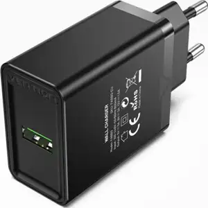Vention 1-port USB Wall Charger (18W) EU-Plug, Black