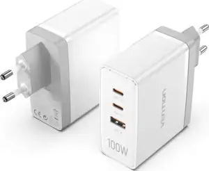 Vention 3-Port USB (C C A) GaN Charger (100W 100W 30W) EU-Plug