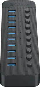 USB hub 10-port USB 3.0, Switch, Power supply, black, ORICO CT2U3-10AB