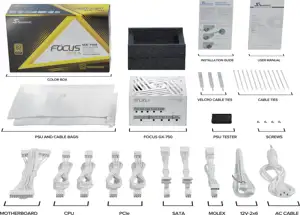 FOCUS GX-750 ATX3.0 (white, 1x 12VHPWR, 2x PCIe, Kabel-Management, 750 Watt)