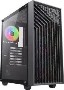 NaviaTec X3 3613BK Gaming case with 4x ARGB Fans, Real Glass Side