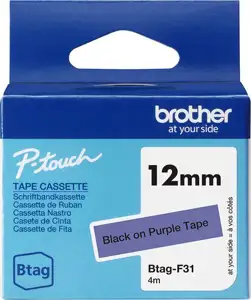 Brother Label Tape BTAG-F31 - 12 mm x 4 m - Black on Violet