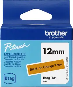 Brother Label Tape BTAG-T31 - 12 mm x 4 m - Black on Orange