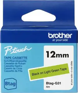 Brother Label Tape BTAG-G31 - 12 mm x 4 m - Black on Green