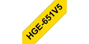 Brother Laminated Tape HGE-651V5 - 24 mm x 8 m - Black on Yellow