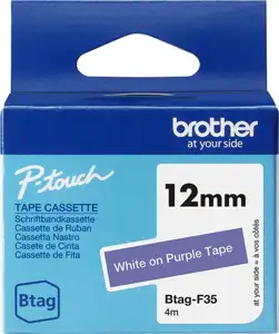 Brother Label Tape BTAG-F35 - 12 mm x 4 m - White on Purple