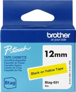 Brother Label Tape BTAG-631 - 12 mm x 4 m - Black on Yellow