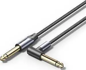 Vention Cotton Braided 6.35mm TS Male to Male Right Angle Audio Cable 5m, Gray