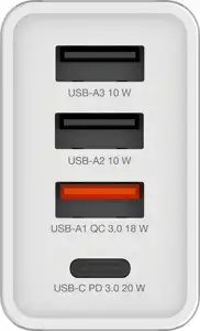 Verbatim zidni punjač 30W, 3×USB-A/1×USB-C, bijeli