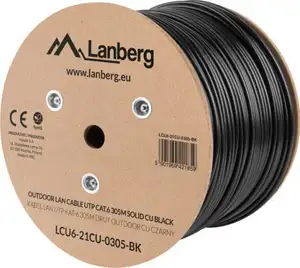 Lanberg LCU6-21CU-0305-BK networking cable Black 305 m Cat6 U/UTP (UTP) outdoor