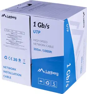 LANBERG UTP CABLE 1GB/S 305M WIRE CCA GREEN