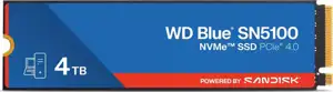 WD Hard Drive BLUE SN5100 - 4TB - PCIe GEN4x4 NVMe - Blue