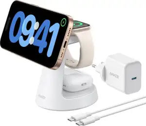 Anker MagGo 3-in-1 Wireless Charging Station, White