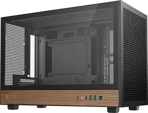 Case DeepCool CH260 WOOD, Micro-ATX, Tempered Glass, Black