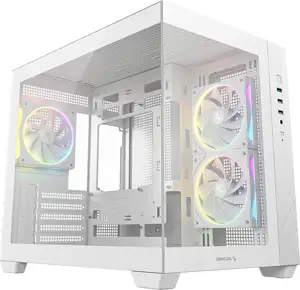 Case DeepCool CG330 3F WH, micro-ATX, Midi-Tower, Tempered glass, white