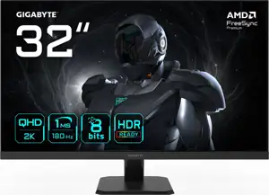GIGABYTE GS32QA 32” QHD Gaming Monitor - 2560 x 1440, 180Hz, 1ms, 300 cd/m2, FreeSync Premium, HDR Ready, HDMI 2.0, Displayport 1.4