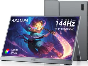 Portable monitor 16.1'' (41 cm) FullHD IPS 144Hz, mHDMI, USB-C, Speakers, Sleeve bag, ARZOPA Z1FC