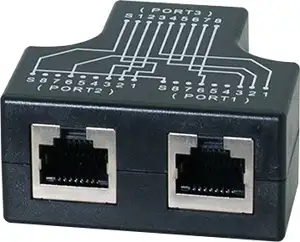 Razdjelnik RJ45 Ž -> 2xRJ45 Ž (2x10/100T), oklopljeni, crni