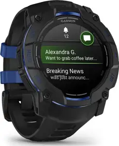Garmin Instinct® AMOLED black mit Silikon-Wechselarmband 26 mm bolt blue