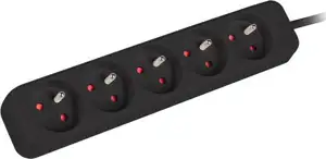 Produžni kabel Lanberg za UPS, 5 utičnica, IEC C14, 1 m, crni