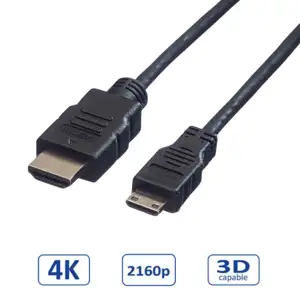 Roline VALUE HDMI High Speed Cable with Ethernet, Type A M - Type C M (mini), 2.0m, 11.99.5580
