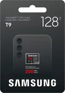 Micro SDXC card Samsung T9, 128GB, U3, V30, A2, UHS-I, 200 MB/s