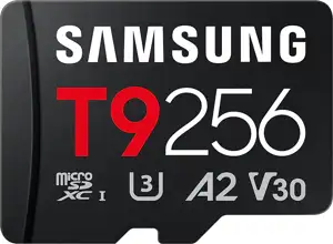 Micro SDXC card Samsung T9, 256GB, U3, V30, A2, UHS-I, 200 MB/s