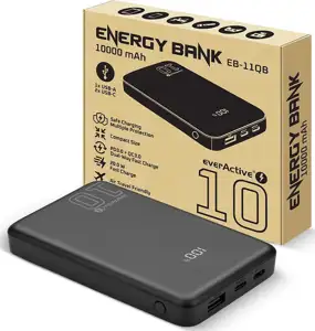Powerbank 10 000mAh, 1x USB, 2x USB-C, 20W, QC4+, LCD screen, black