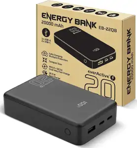 Powerbank 20 000mAh, 1x USB, 2x USB-C, 20W, QC4+, LCD screen, black