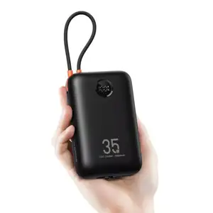 VEGER portable battery with built-in cables 30000 mAh, black